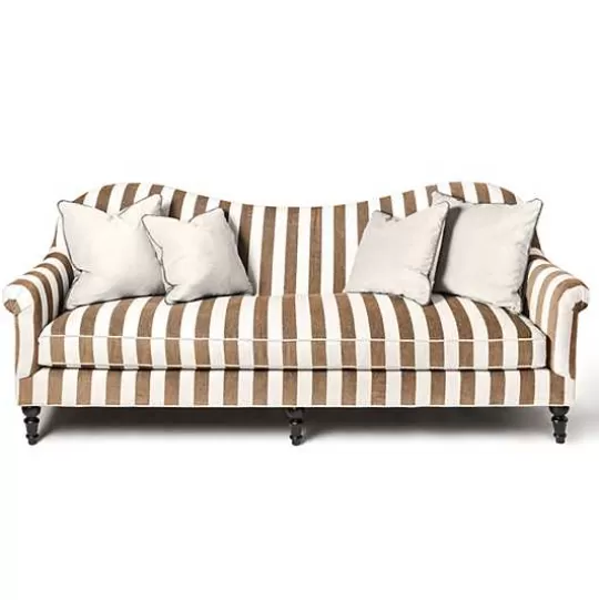 Clearance MacKenzie-Childs Marquee Brown Stripe Chenille Sofa