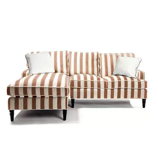 Fashion MacKenzie-Childs Marquee Brown Stripe 2-Piece Left Arm Chaise Sectional