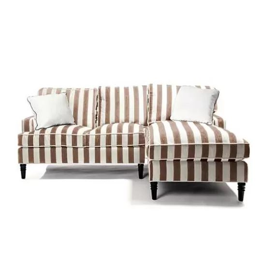 Discount MacKenzie-Childs Marquee Brown Stripe 2-Piece Right Arm Chaise Sectional