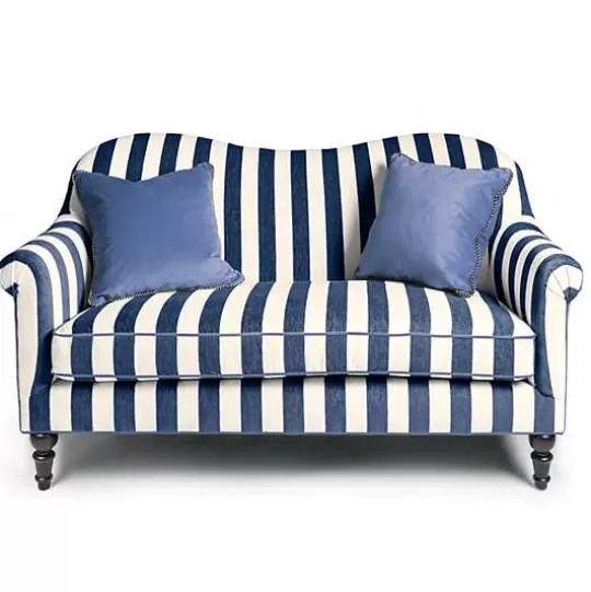 Online MacKenzie-Childs Marquee Navy Stripe Chenille Loveseat