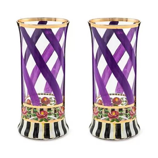 Outlet MacKenzie-Childs Maypole Lavender Highball Glass, Set of 2