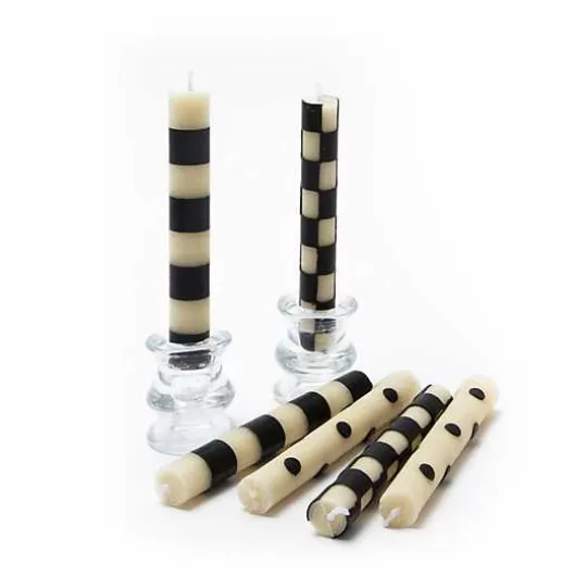 Flash Sale MacKenzie-Childs Mini Black  Ivory Dinner Candles, Set of 6