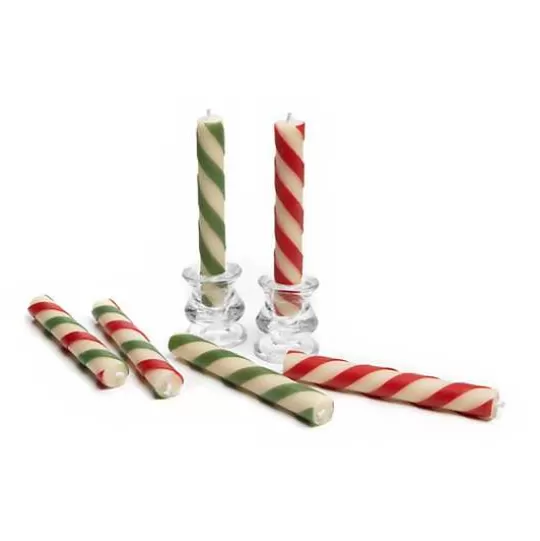 Clearance MacKenzie-Childs Mini Candy Cane Dinner Candles, Set of 6