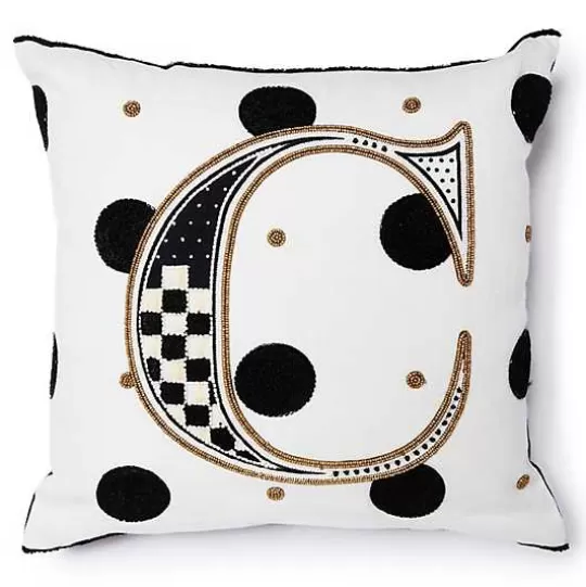 Cheap MacKenzie-Childs Monogram C Beaded Throw Pillow