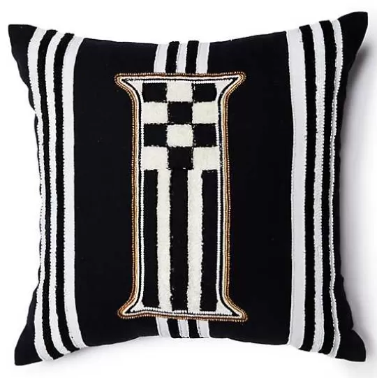 Hot MacKenzie-Childs Monogram I Beaded Throw Pillow