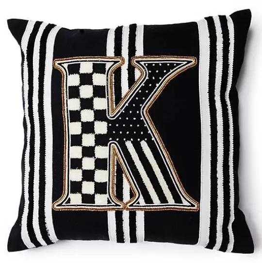 Discount MacKenzie-Childs Monogram K Beaded Throw Pillow