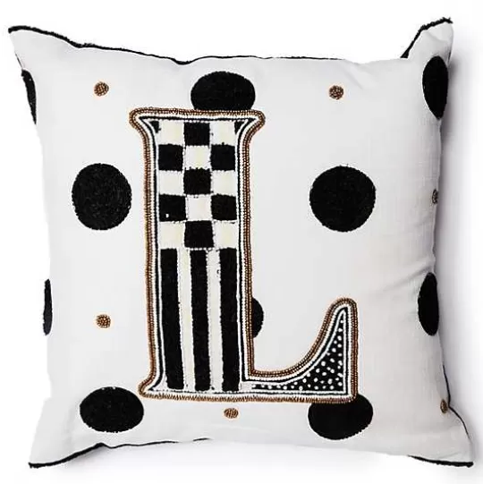 Hot MacKenzie-Childs Monogram L Beaded Throw Pillow