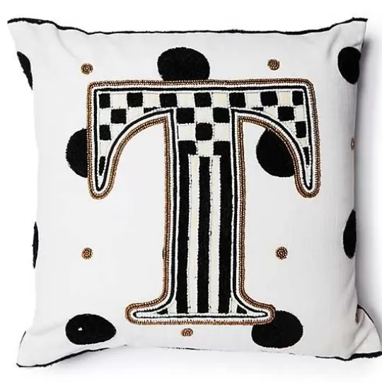 Store MacKenzie-Childs Monogram T Beaded Throw Pillow