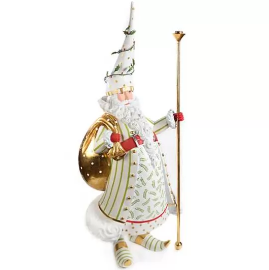 New MacKenzie-Childs Patience Brewster Dash Away Candlelight Santa Display Figure