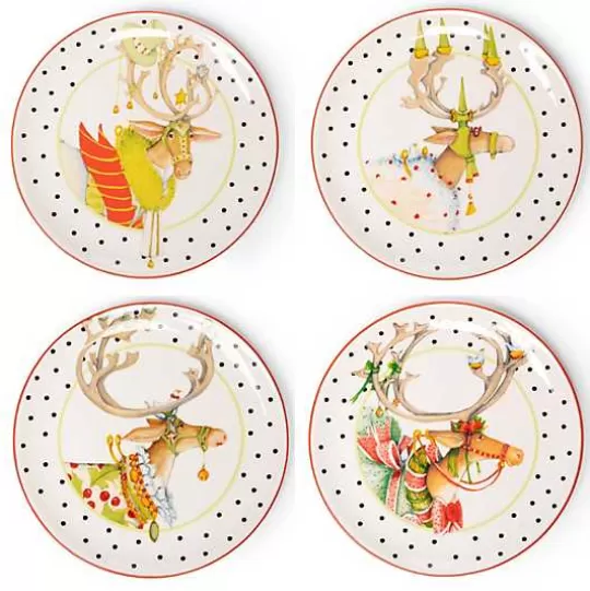 Best Sale MacKenzie-Childs Patience Brewster Dash Away Dessert Plates, Set of 4