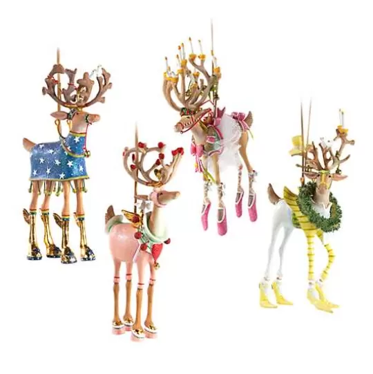 Hot MacKenzie-Childs Patience Brewster Dash Away Reindeer Ornament Set-B