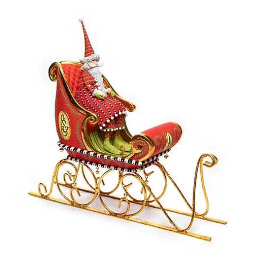 Cheap MacKenzie-Childs Patience Brewster Dash Away Sitting Santa  Sleigh Figure Set