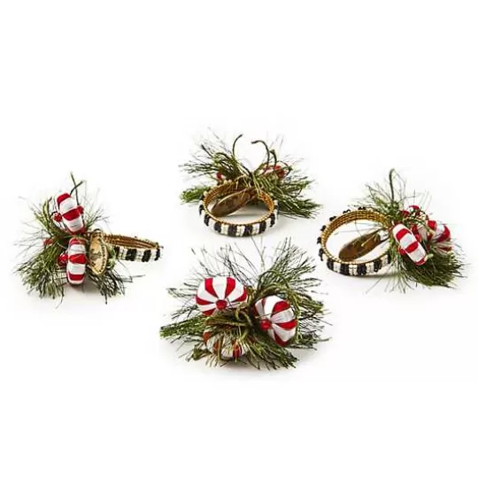 Cheap MacKenzie-Childs Peppermint  Pine Napkin Rings, Set of 4