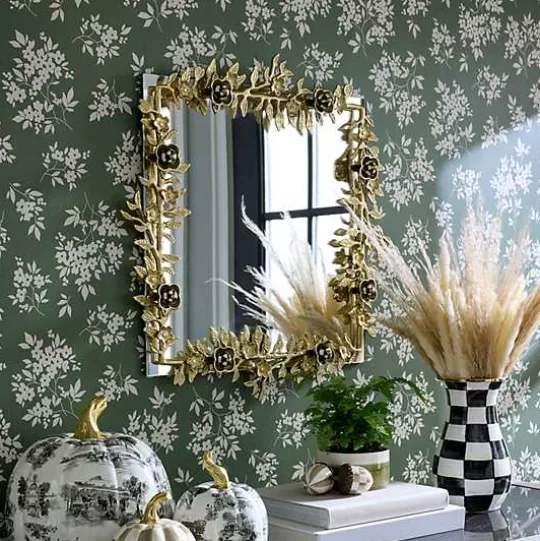 Store MacKenzie-Childs Petal Square Gold Wall Mirror