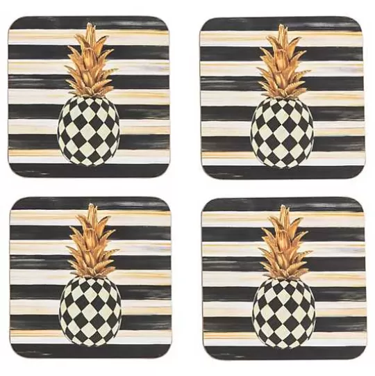 Sale MacKenzie-Childs Pineapple Cork Back Coasters, Set of 4