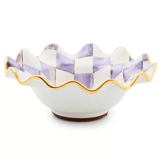 Hot MacKenzie-Childs Plum Check Ceramic Fluted Breakfast Bowl