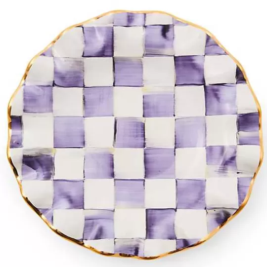 Hot MacKenzie-Childs Plum Check Ceramic Fluted Dessert Plate