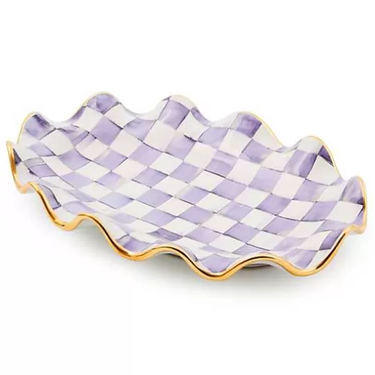 New MacKenzie-Childs Plum Check Ceramic Serving Platter