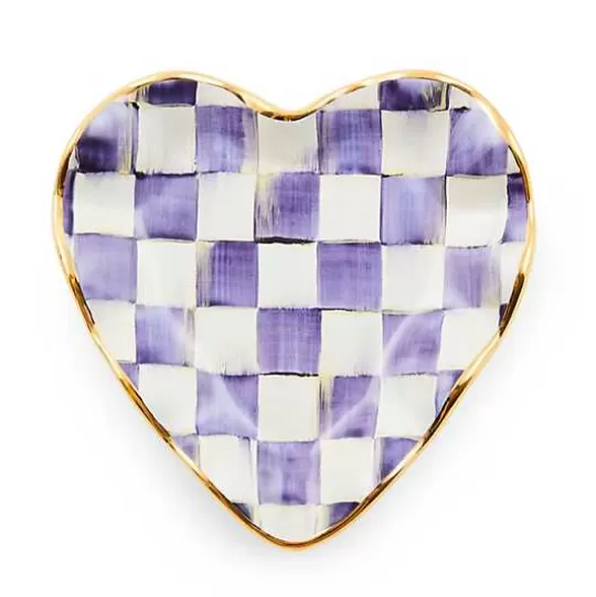 Hot MacKenzie-Childs Plum Check Fluted Ceramic Heart Plate