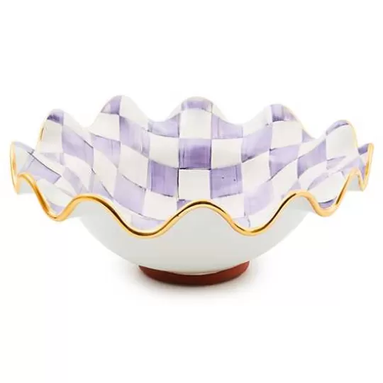 Cheap MacKenzie-Childs Plum Check Medium Ceramic Fluted Serving Bowl