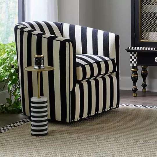 Fashion MacKenzie-Childs Priorities Round Stripe Side Table