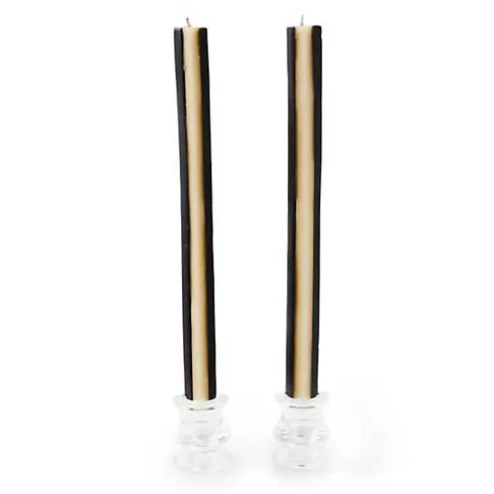 Clearance MacKenzie-Childs Quatro Black  Ivory Dinner Candles, Set of 2