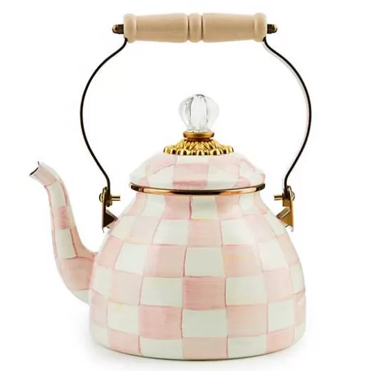 Outlet MacKenzie-Childs Rosy Check 2 Quart Tea Kettle