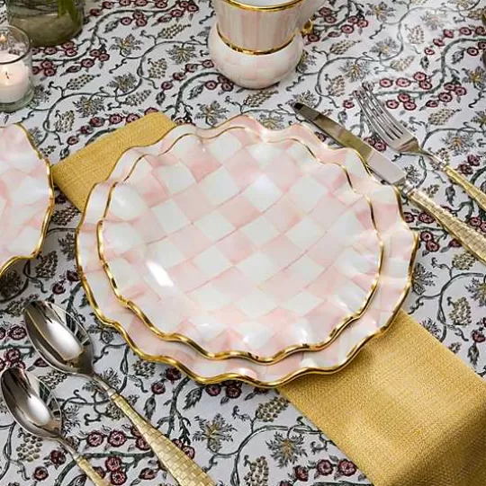 Discount MacKenzie-Childs Rosy Check Ceramic Fluted Dessert Plate