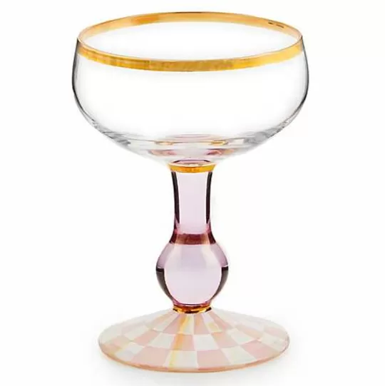 Fashion MacKenzie-Childs Rosy Check Coupe Glass