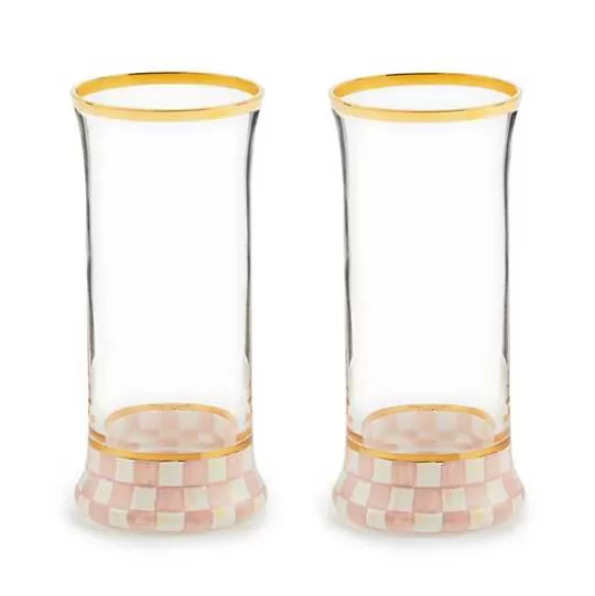 Discount MacKenzie-Childs Rosy Check Highball Glass, Set of 2