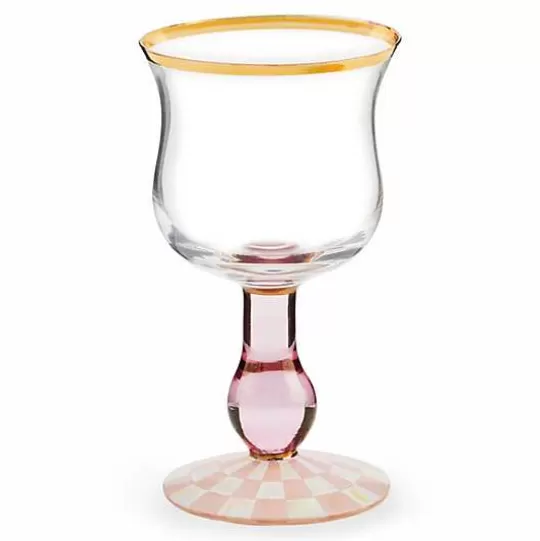 Cheap MacKenzie-Childs Rosy Check Wine Glass