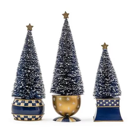 New MacKenzie-Childs Royal Check Bottle Brush Tree, Set of 3