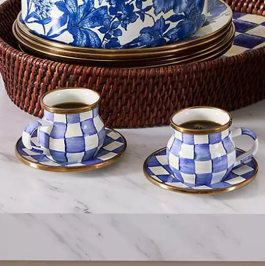 Sale MacKenzie-Childs Royal Check Espresso Cup  Saucer Set