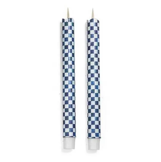 Best Sale MacKenzie-Childs Royal Check Flicker Dinner Candles, Set of 2