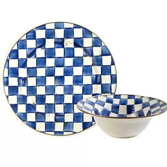 New MacKenzie-Childs Royal Check Serving Platter  Bowl Set