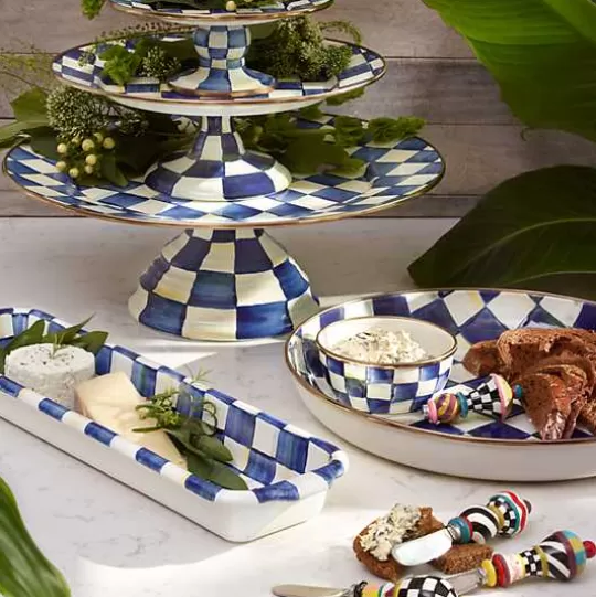 Cheap MacKenzie-Childs Royal Check Small Pedestal Platter