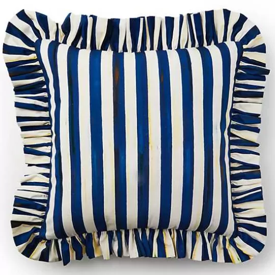 Cheap MacKenzie-Childs Royal Stripe Ruffle Throw Pillow