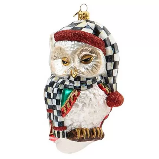 New MacKenzie-Childs Sleepy Owl Glass Ornament