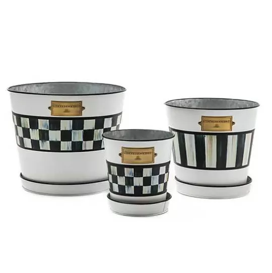 New MacKenzie-Childs Spectator Pots  Saucers, Set of 3