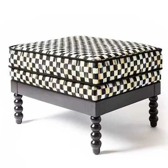 Fashion MacKenzie-Childs Spindle Check Outdoor Ottoman