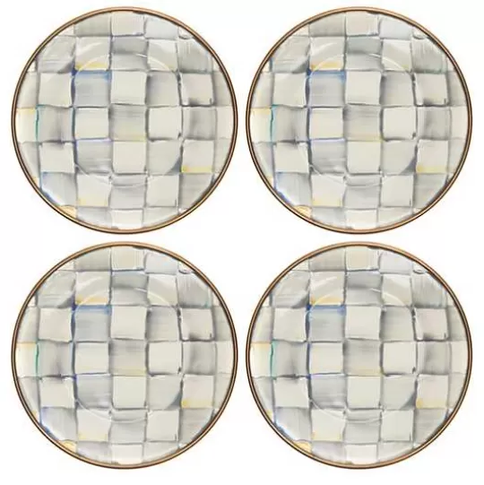 New MacKenzie-Childs Sterling Check Appetizer Plates, Set of 4