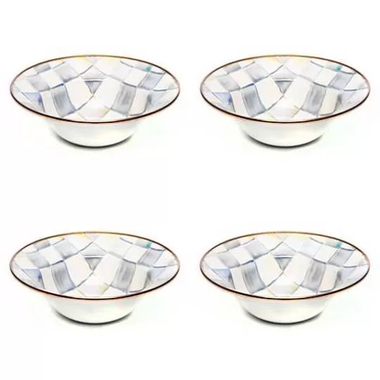 New MacKenzie-Childs Sterling Check Breakfast Bowls, Set of 4