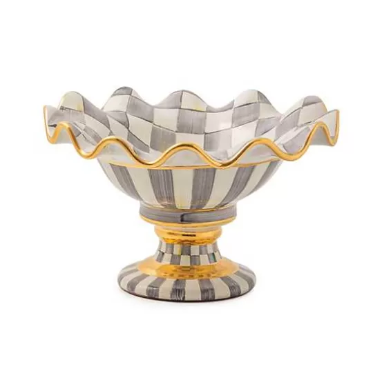 Best Sale MacKenzie-Childs Sterling Check Ceramic Compote