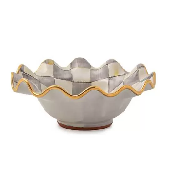 Hot MacKenzie-Childs Sterling Check Ceramic Fluted Breakfast Bowl