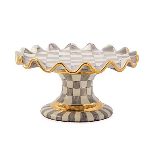 Store MacKenzie-Childs Sterling Check Ceramic Fluted Cake Stand