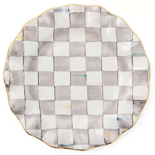 Clearance MacKenzie-Childs Sterling Check Ceramic Fluted Dinner Plate