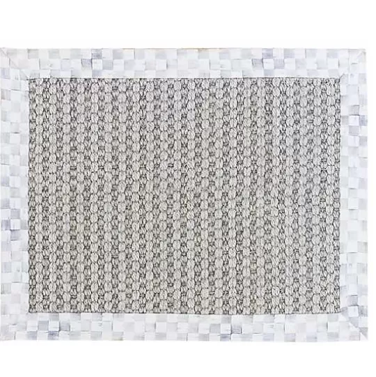 Best MacKenzie-Childs Sterling Check Chunky Sisal Wool Grey 2' x 3' Rug