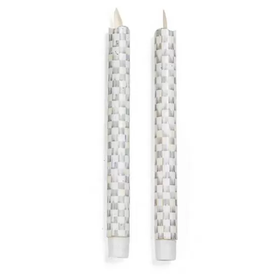 Store MacKenzie-Childs Sterling Check Flicker Dinner Candles, Set of 2