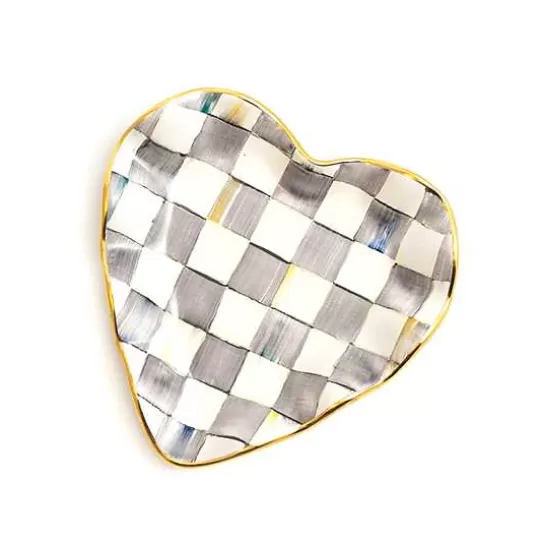 New MacKenzie-Childs Sterling Check Fluted Heart Plate