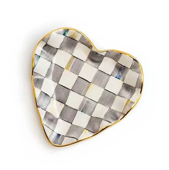 New MacKenzie-Childs Sterling Check Fluted Heart Plate